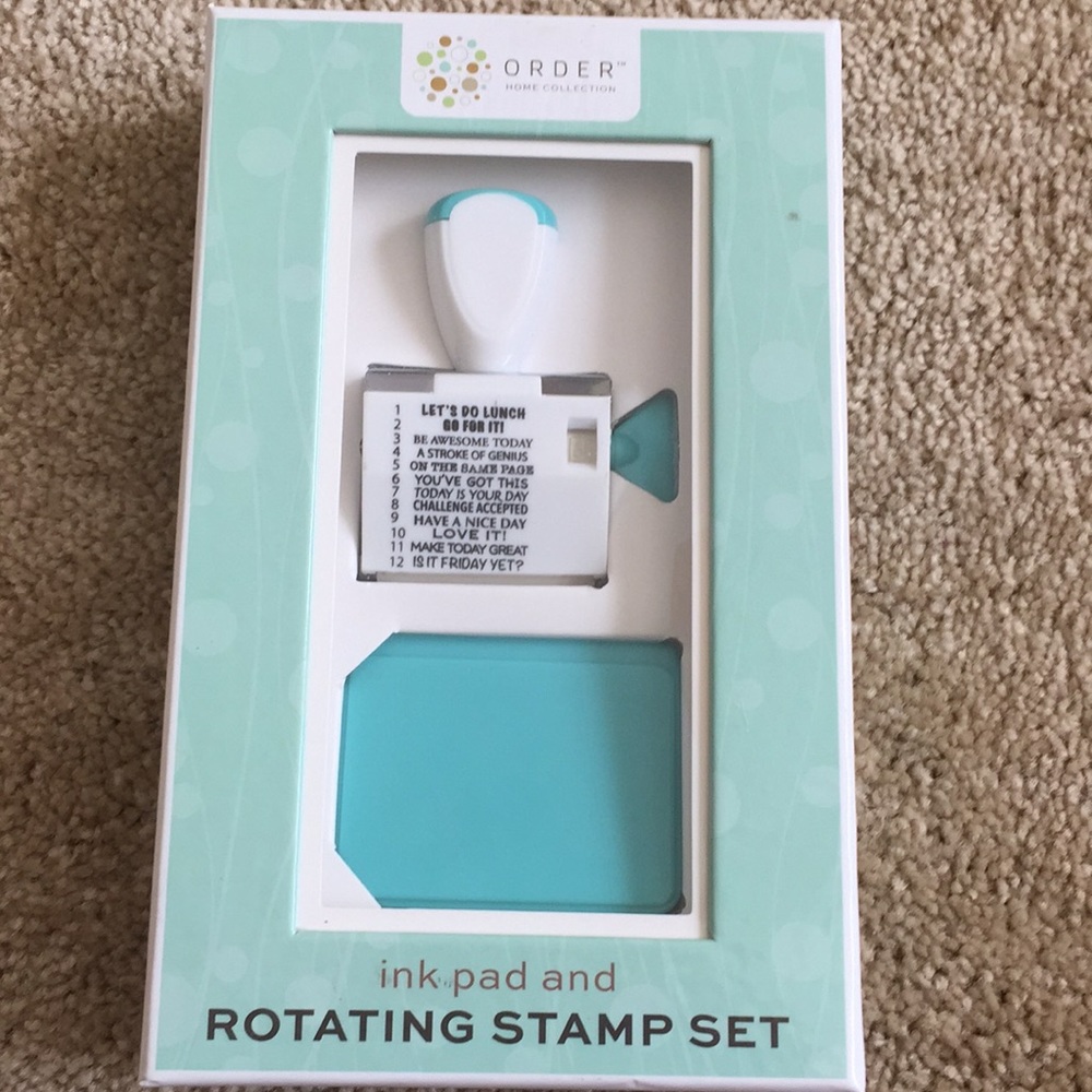 Ink pad and motivational rotating stamp set